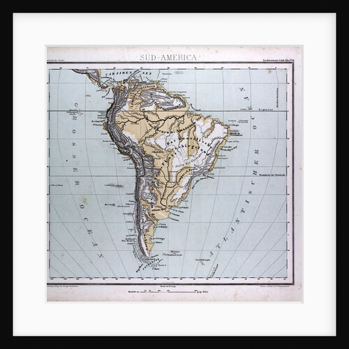 South America Map, antique map 1869 by Th. von Liechtenstern and Henry Lange
