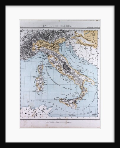 Italy, antique map 1869 by Th. von Liechtenstern and Henry Lange