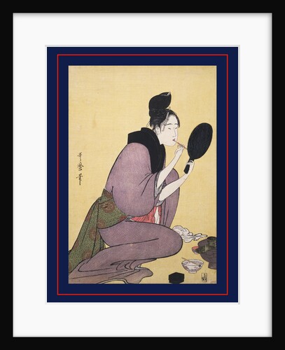 Kuchi-beni,Painting the lips by Utamaro Kitagawa
