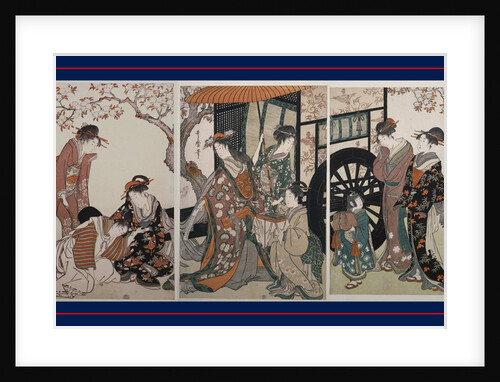 Mitate gosho-guruma, Parody of an imperial carriage scene by Utamaro Kitagawa