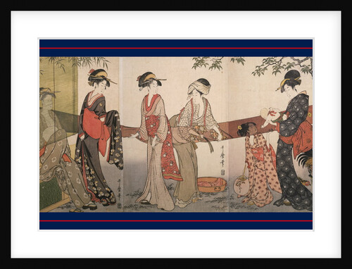 Arai-bari, Washing and stretching cloth by Utamaro Kitagawa