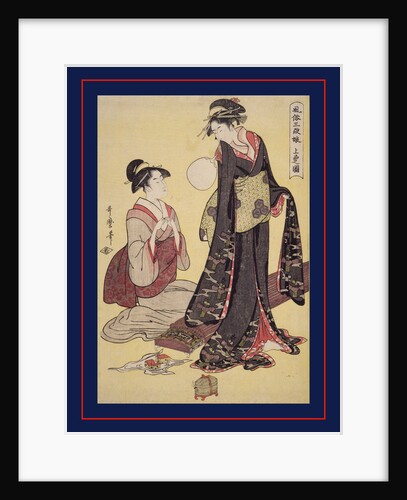 Jôbon no zu, Picture of the upper class. Fûzoku sandan musume, Three ranks of young women according to their fashions by Utamaro Kitagawa