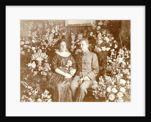 Portrait of Tine and Klaas Vermeulen Kleiterp between flowers by C.J.L. Vermeulen