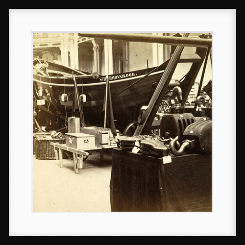 Boat alongside other objects of the National Industry Exhibition for the Palace of Industry, Amsterdam by Anonymous