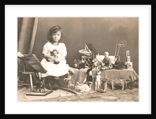 Marba Titzenthaler, daughter of the photographer, in the house Friedrichstrasse Berlin, with toys, Germany by Waldemar Titzenthaler
