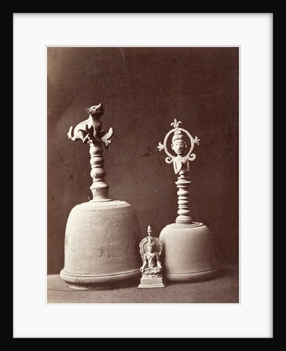 Two bronze handbells and a statuette of bodhisattva Padmapani by Isidore van Kinsbergen