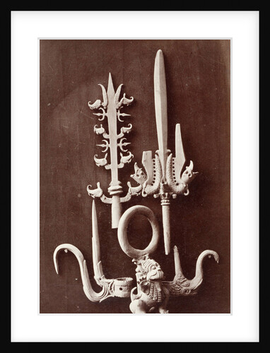 Ritual implements including a finial of a processional staff and part of a lion-shaped lamp, Talaga by Isidore van Kinsbergen