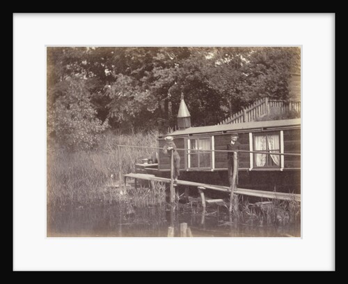 Two boys on a jetty for a houseboat in Amsterdam by Anonymous