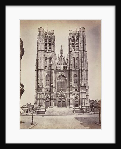 The facade of St Michael's and St. Gudula Cathedral, Sint-Michiel and Sint-Goedelekathedraal in Brussels, Belgium by Anonymous