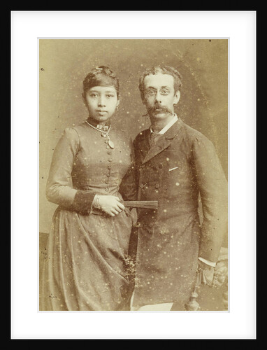 Studio Portrait of a couple, a Javanese woman and a European man by Woodbury & Page