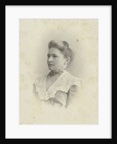 Studio Portrait of a woman in a high-necked dress, trimmed with lace collar by C.J.L. Vermeulen