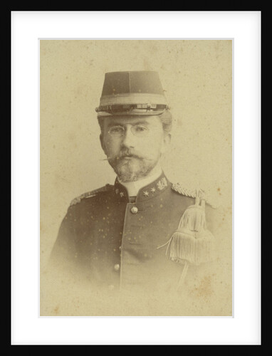 Studio Portrait of a man with mustache, beard and glasses in army uniform by Albert Greiner