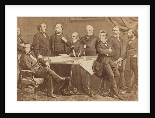 Photomontage of nine men politicians around a table by Ernest Appert