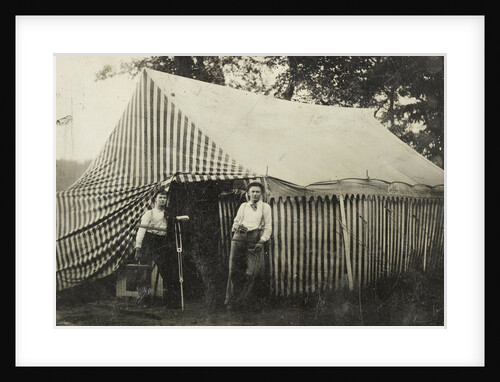 Two men standing in front of a tent ferrotypie by Anonymous