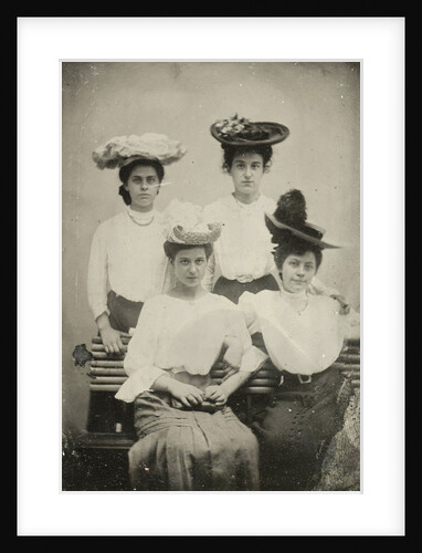Portrait of four young women with hats by Anonymous