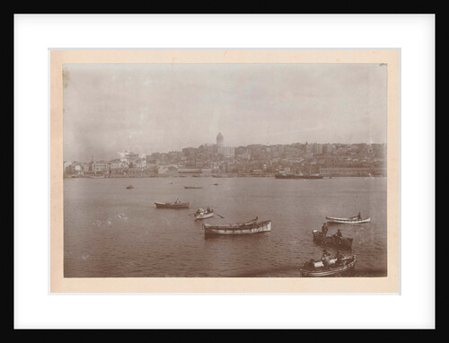 View of a city by the sea, with rowing boats in the foreground by Anonymous