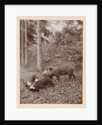 Maarten Pauw van Wieldrecht with dagger efflorescent against offensively (set up) wild boar by Henry Pauw van Wieldrecht