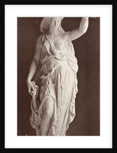 Marble statue of a woman in a robe with a bare chest, in her left hand she wears a laurel wreath in her right a ship's anchor by Louis-Emile Durandelle