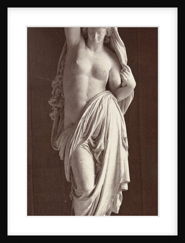 Marble statue of a naked woman draped with cloth body by Louis-Emile Durandelle