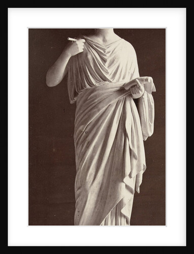 Marble statue of a woman in gown in her hands with a paper and a pen by Louis-Emile Durandelle