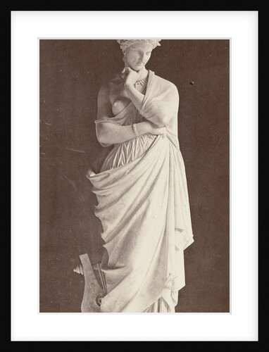 Marble statue of a woman in robe with a bare chest by Louis-Emile Durandelle