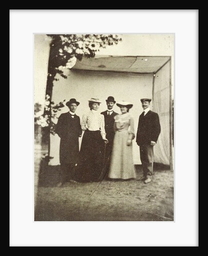 Two women and a man posing by Anonymous