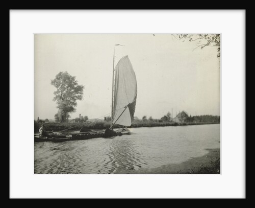Sight over a channel (?), The Netherlands, with a sailing ship by Anonymous