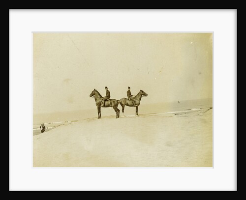Two men (military?) Riding on a dune, the Netherlands, with the sea in the background by Anonymous