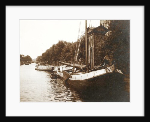 Sailing boats in a canal and a wooden crane, Netherlands by Anonymous