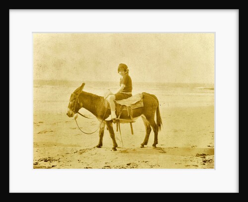 Girl on donkey on the beach North Sea, the Netherlands or Germany by Anonymous