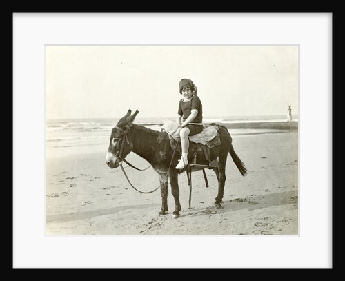 Girl on donkey on the beach (North Sea), the Netherlands or Germany by Anonymous