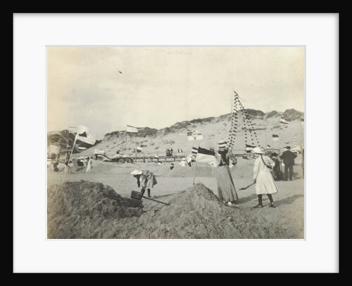 Group portrait of seven children on the beach (North Sea), the Netherlands or Germany by Anonymous