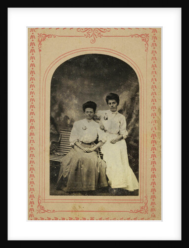 Portrait of a woman and a girl in front of a painted backdrop by W.H. Pearce