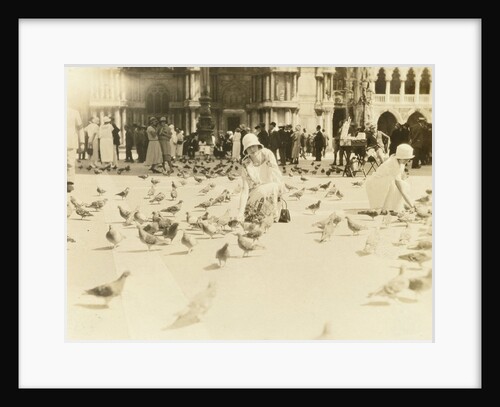 American tourists wearing pigeons in Piazza San Marco, Venice, Italy by Anonymous