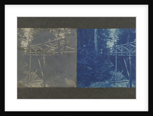 Young man standing on a wooden bridge, USA by Anonymous