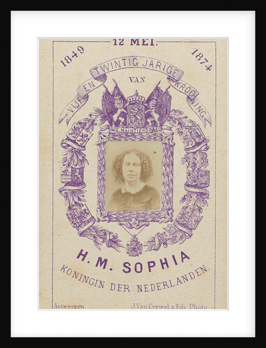 Portrait of Queen Sophie, in a lithographic border decoration by J. Van Crewel & Fils