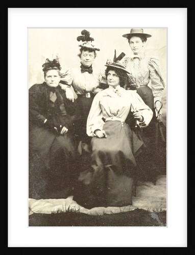 Portrait of four women, Mat printed representation of the studio by Anonymous