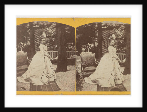 Portrait of a woman in costume in garden by Anonymous