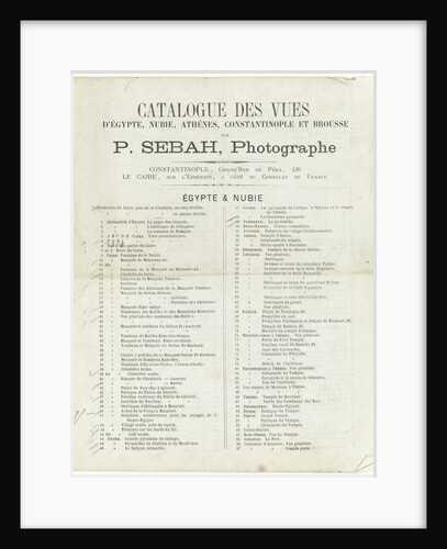 Backlist Sebah by J. Pascal Sébah