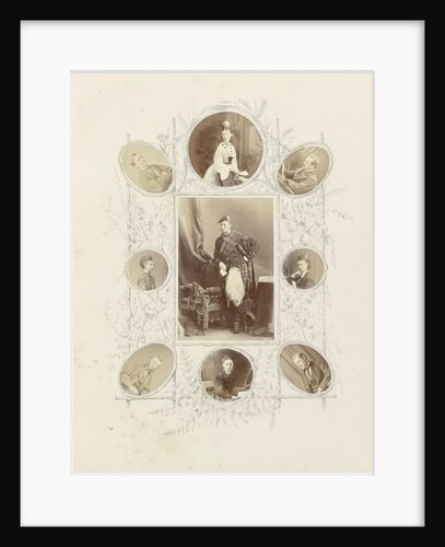 Photo album with pictures surrounded by pen drawings by Anonymous