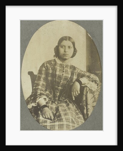 Portrait of a Young Woman with an elbow leaning on table by Eduard Isaac Asser