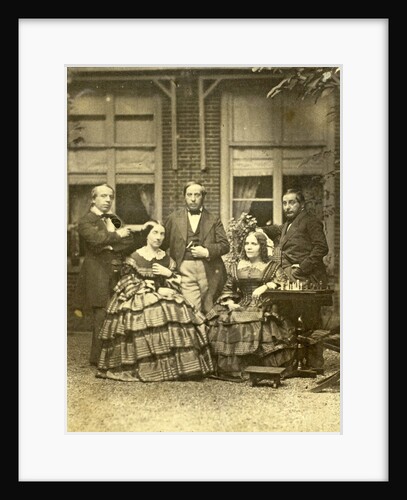 Group portrait of Euphrosine Asser Oppenheim with her brothers and her sister Elisa Beer-Oppenheim in a garden by Eduard Isaac Asser