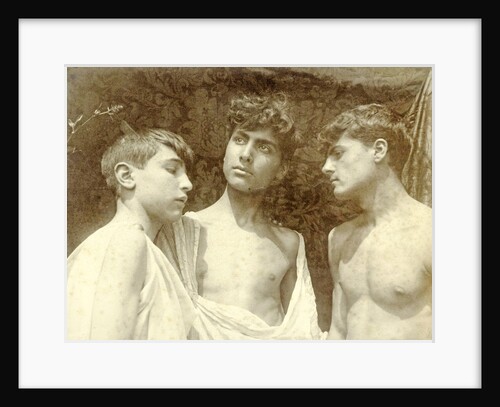 Portrait of three boys with bare torsos, Taormina, Sicily, Italy by Anonymous