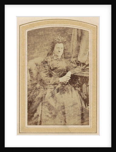 Portrait of an old woman in a dress at a table by Albert Greiner