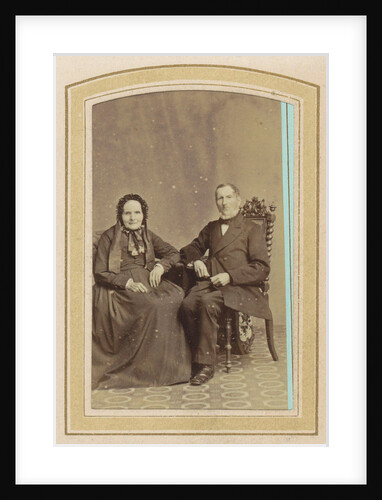 Portrait of a woman in a dress with headdress and a seated man by J.C. Reesinck