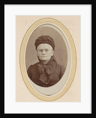 Portrait of a woman with a hat and glasses by Abraham Koorenhoff