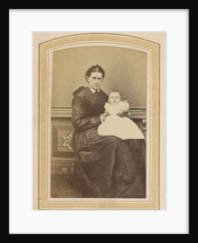 Portrait of a woman in a dress with a baby on lap by L.H. Serré
