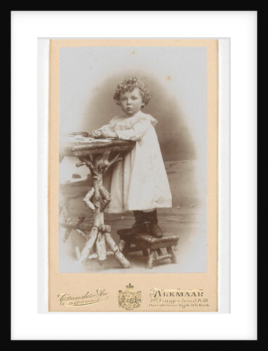 Portrait of a toddler with curls at a table by C. van der Aa