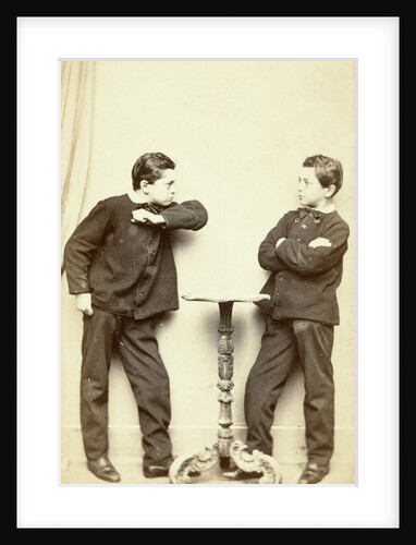 Two guys standing at table, acting attack posture and inaccessibility by L. de Koningh