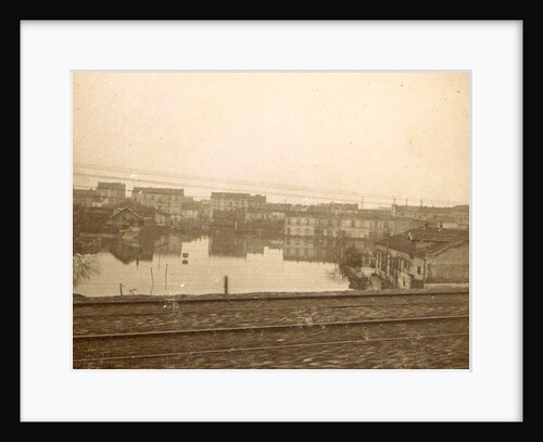 Flooded buildings during the flooding of Paris, seen from a train by France
